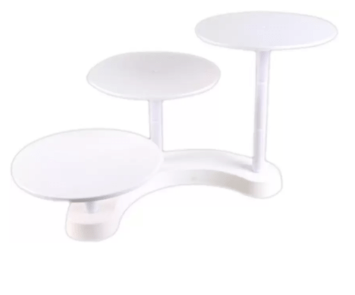 3-Tier White Pillar Cake Stand Plastic Cake Server  (White, Pack of 1) - Image 2